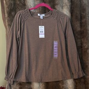 Nine West Brown Long Sleeve Tee